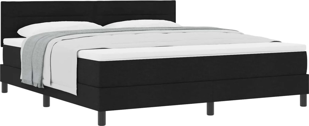 vidaXL Boxrugós ágy matracmal fejtámlával Fekete 180 x 200 cm szövet
