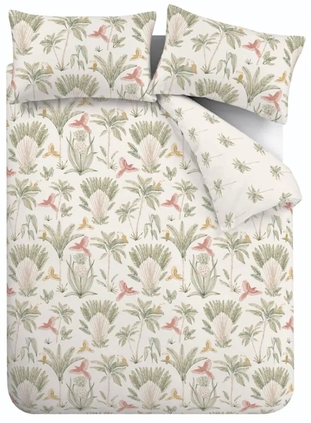 Bézs kétszemélyes hosszabbított ágyneműhuzat 230x220 cm Paradiso Palm – Catherine Lansfield