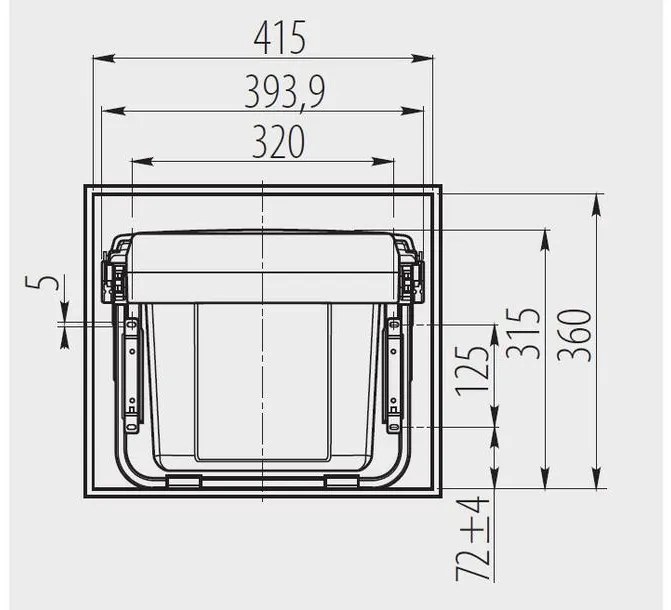 Hulladékgyűjtő GTV Practi Eco 450, szelektív, frontkihúzású, lágy záródás, 2x15 L edénnyel, fedéllel