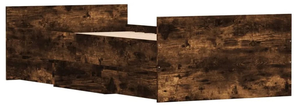 füstös tölgy színű ágykeret fej- és lábtámlával 90 x 190 cm