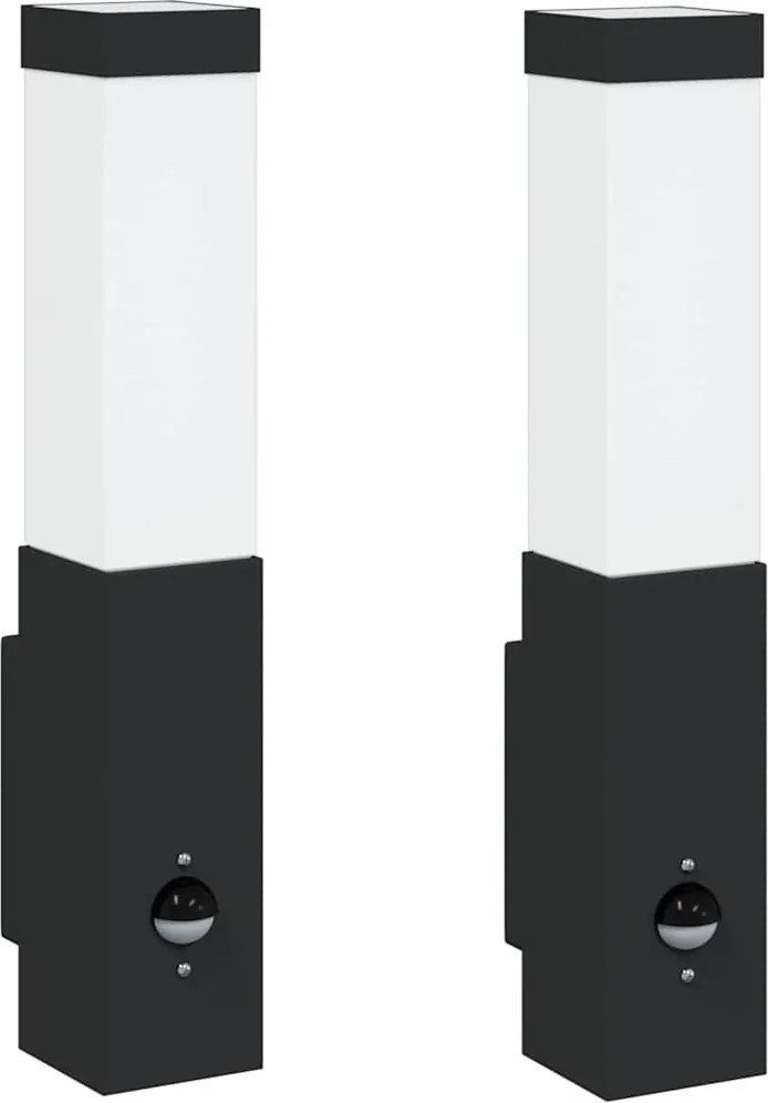 vidaXL Kültéri Fali Lámpa 2 pcs Fekete 10.5 x 6 x 33 cm