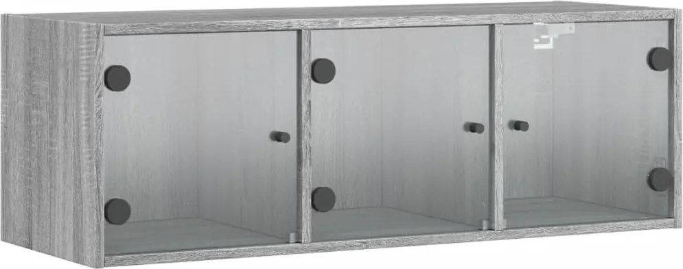 vidaXL szürke sonoma színű faliszekrény üvegajtókkal 102 x 37 x 35 cm