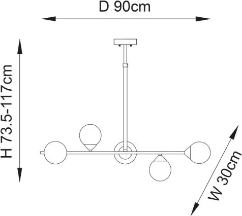 Endon 101347 - OTIS rúdon függő csillár 5xG9/3W/230V arany