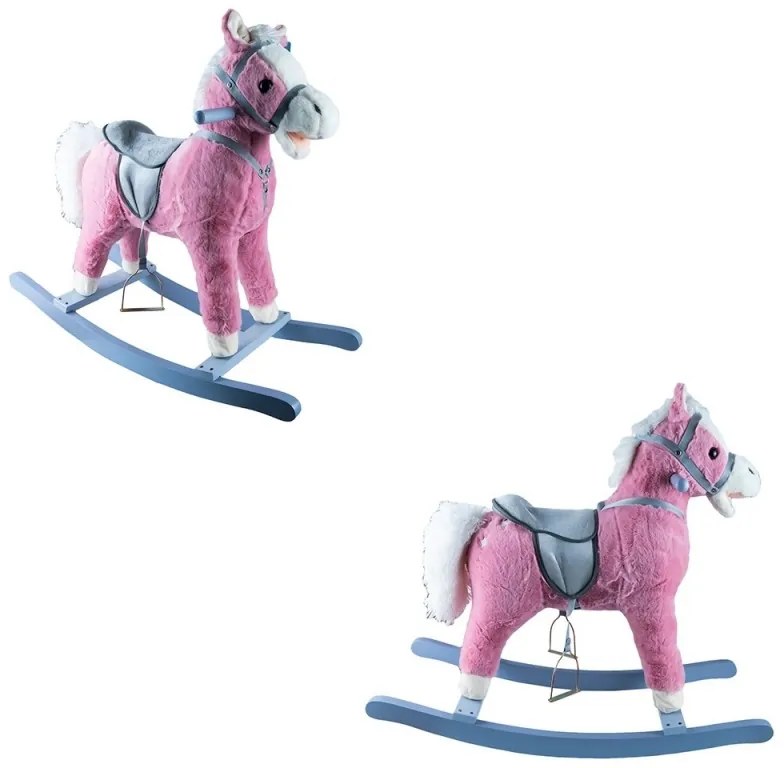 Rózsaszín lóhinta, lábtartóval, 3-5 év, 74x33x62 cm