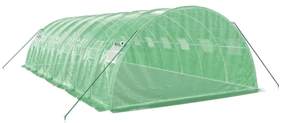 zöld acélvázas melegház 32 m² 8 x 4 x 2 m
