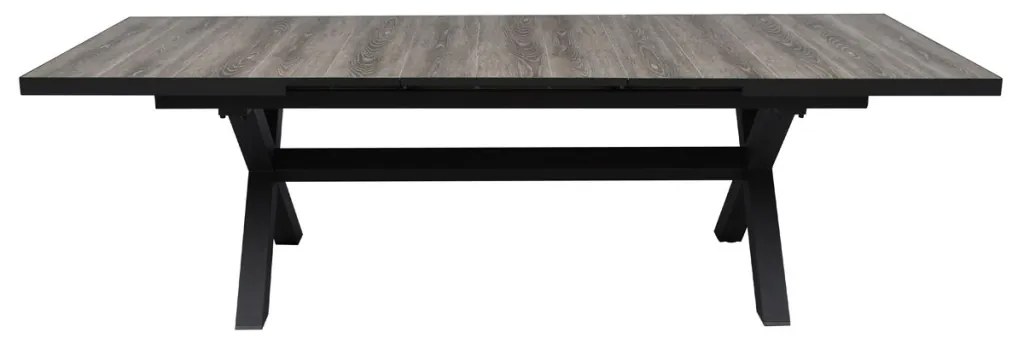 Kihúzható kerti asztal, kerámialap tölgy dekorral 200+60x100x77 cm, alumínium szerkezet
