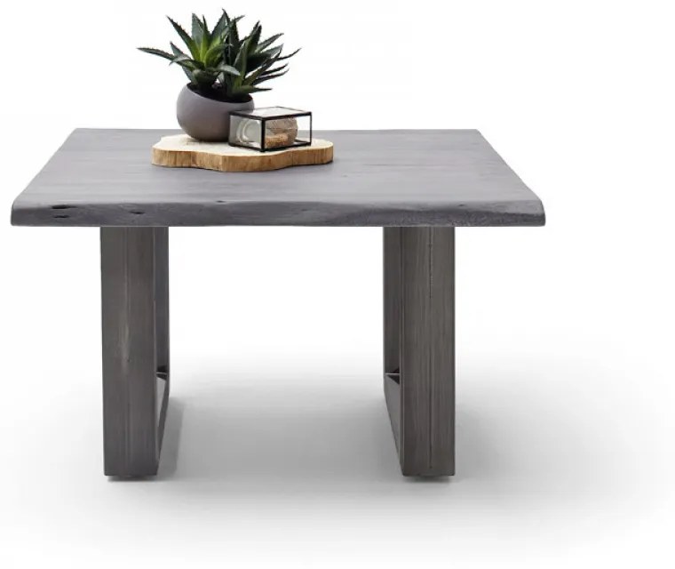 CARTAGENA dohányzó asztal akácfa 75x75cm - U alakú antikolt lábbal - Szürke