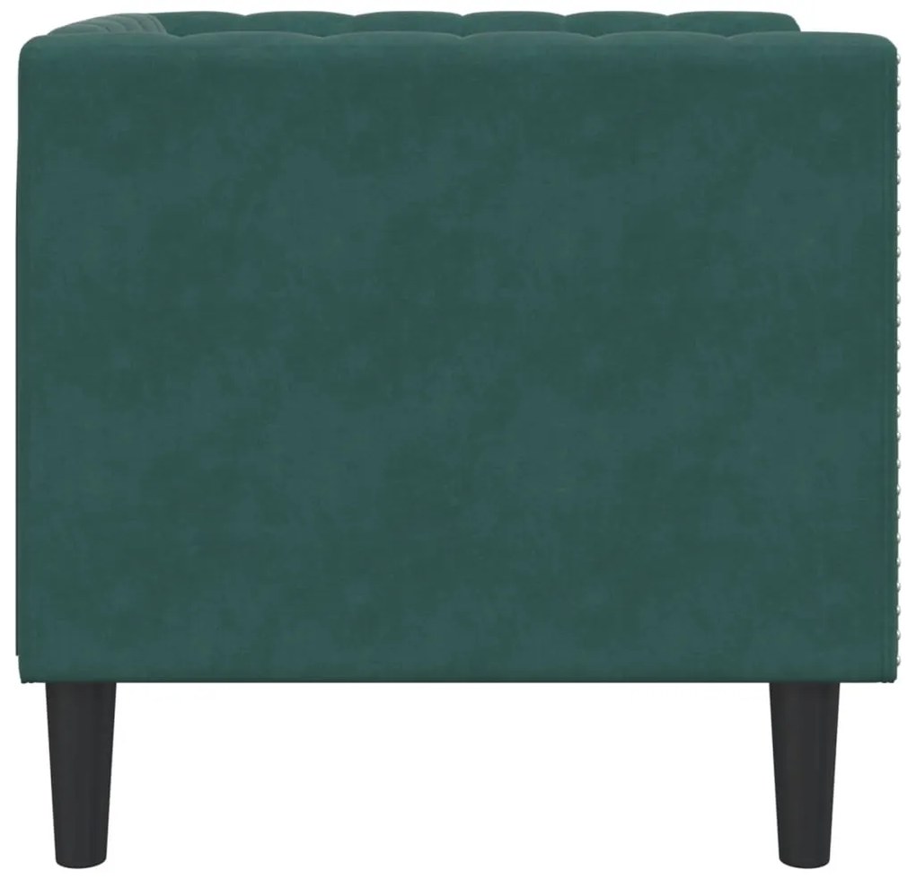 vidaXL sötétzöld bársony Chesterfield kanapéfotel