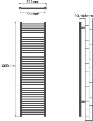 AQUAMARIN Törölközőszárító radiátor 1200 x 600 mm 630 W