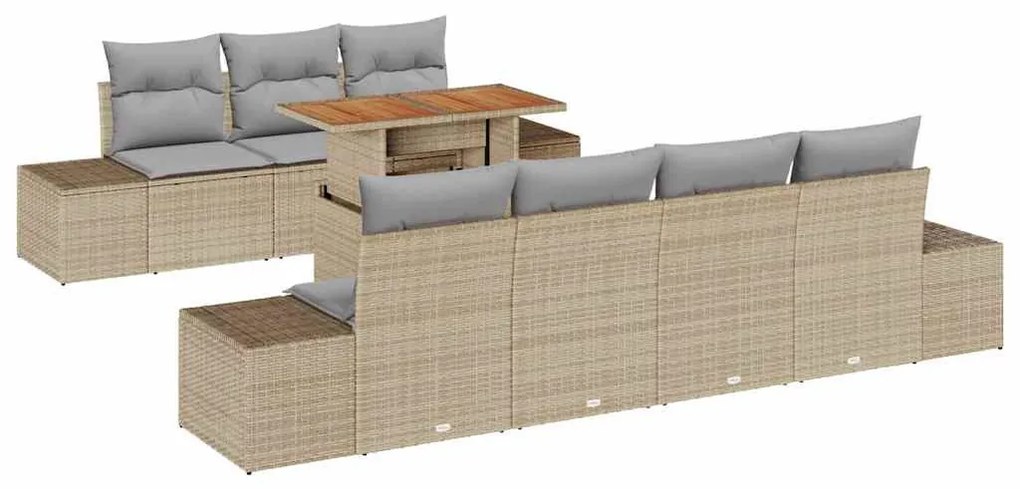 Kert étkező szett 8 pcs Barna és szürke 100 x 55 x 73 cm