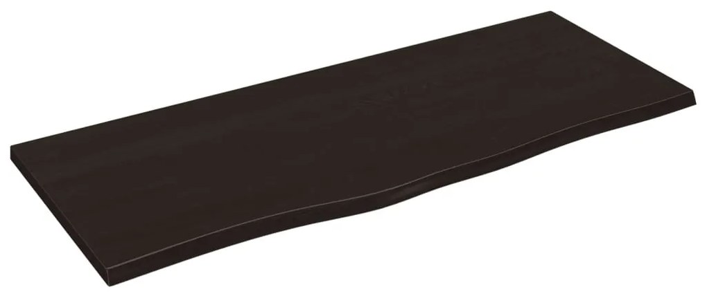 sötétbarna kezelt tömör tölgyfa fali polc 100x40x2 cm