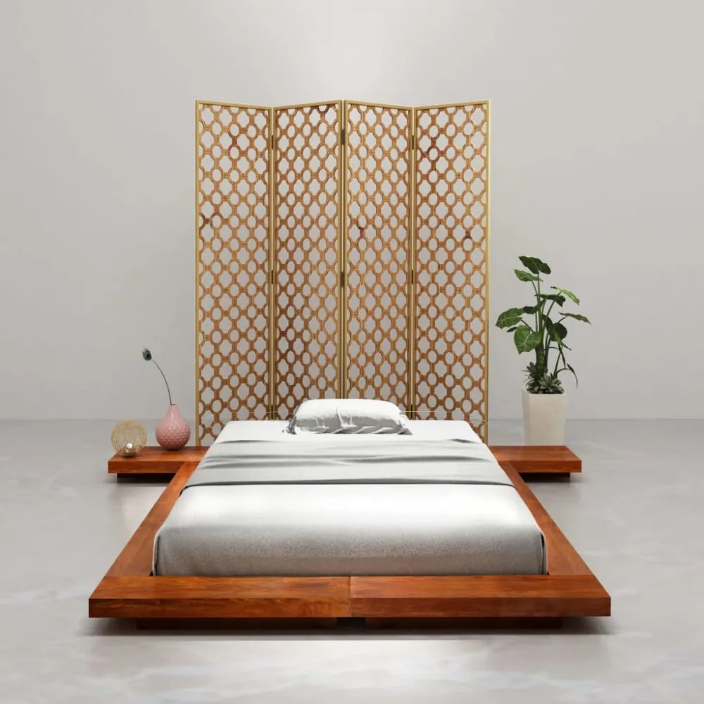 japán stílusú tömör akácfa futon ágykeret 100 x 200 cm