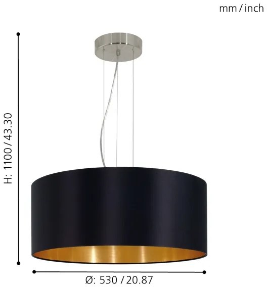 Eglo 31605 - MASERLO 3xE27/60W/230V mennyezeti lámpa kábellel
