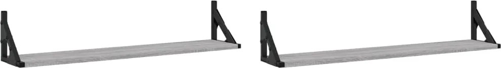 vidaXL 2 db szürke sonoma színű szerelt fa fali polc 80 x 15 x 15,5 cm