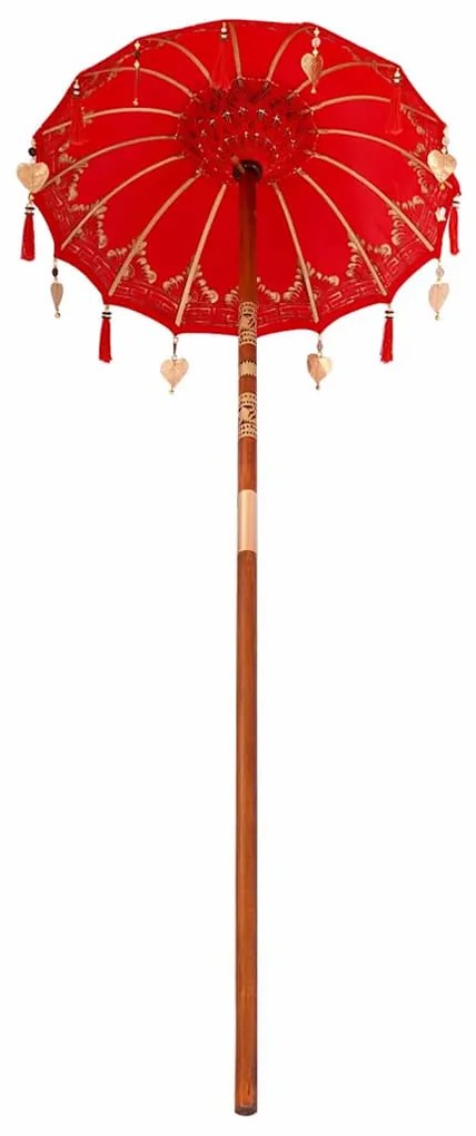 Balinéz Napernyő Piros (90-100) x 260 cm Pamut és tömör fa