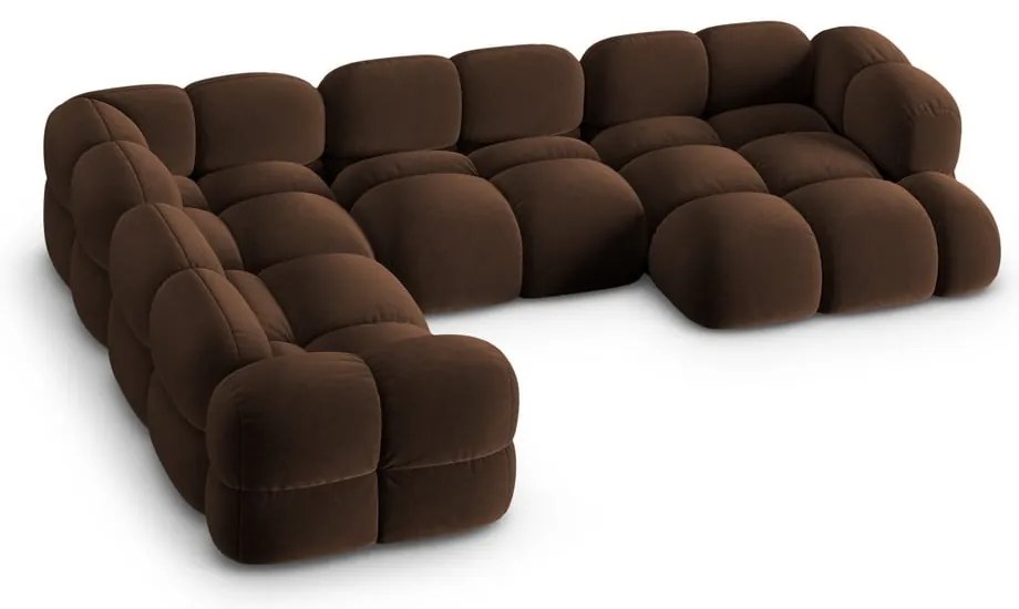 Sötétbarna bársony sarokkanapé (bal oldali-U alakú) Loretto – Cosmopolitan Design