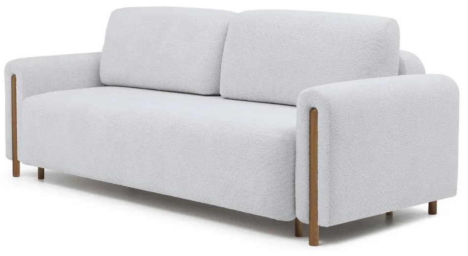 Szürke buklé kinyitható-tárolóhelyes kanapé 244 cm Arcadova – ELTAP