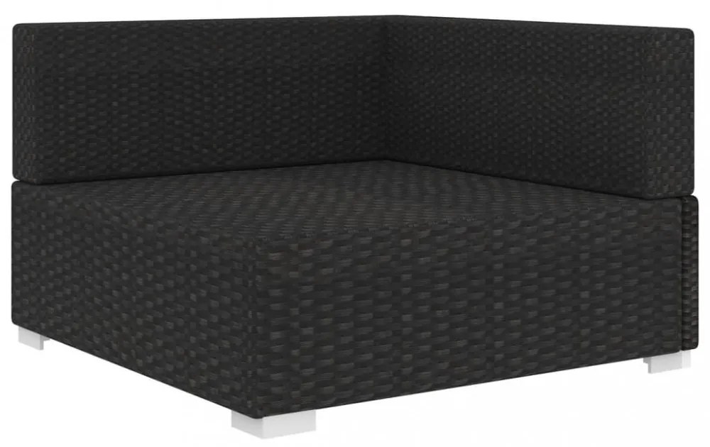 vidaXL 1 db fekete polyrattan moduláris sarokfotel párnákkal