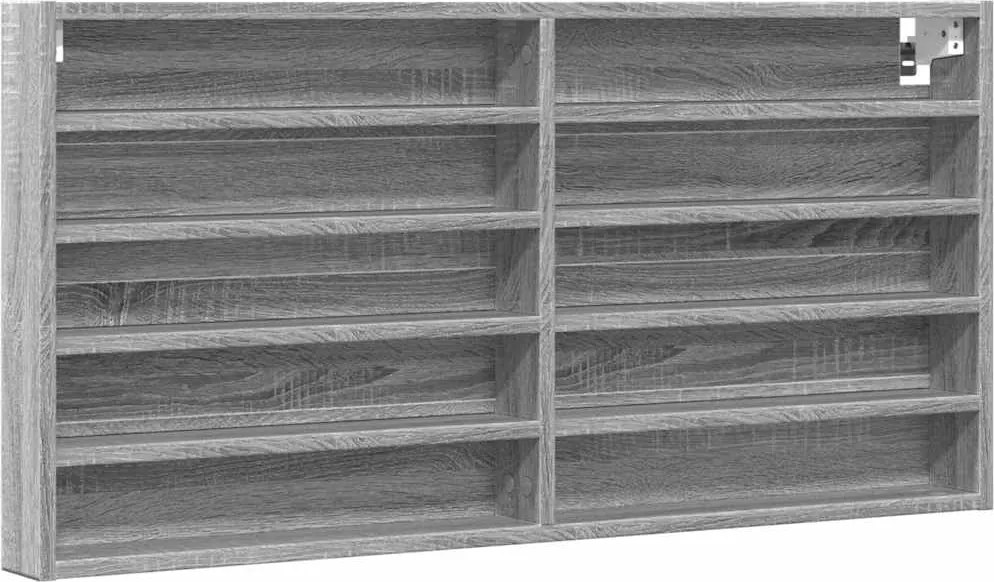 vidaXL szürke sonoma színű szerelt fa vitrinszekrény 100 x 8,5 x 50 cm