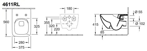 Villeroy & Boch 4611RLR1 - Függesztett WC SoftClose ülőkével VENTICELLO kerámia/fehér