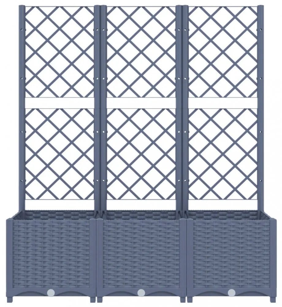 sötétszürke PP rácsos kerti ültetőláda 120 x 40 x 136 cm