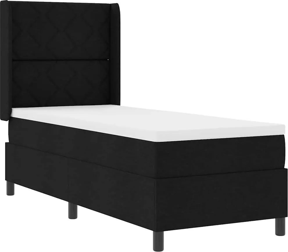 vidaXL LED Box Spring Ágy matracmal Fekete 80 x 200 cm szövet