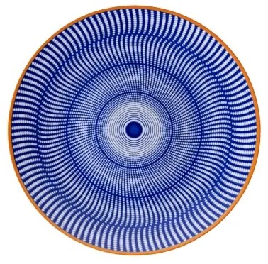 24 darabos étkészlet, kék/narancssárga, porcelán