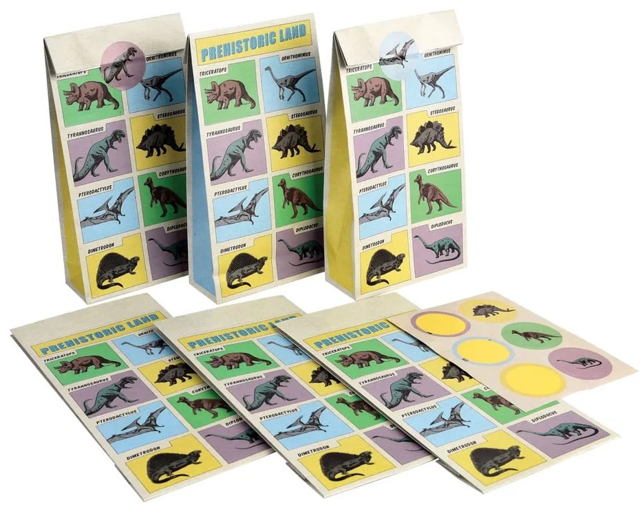 Ajándéktáska szett 6 db-os 5x12 cm Prehistoric Land - Rex London