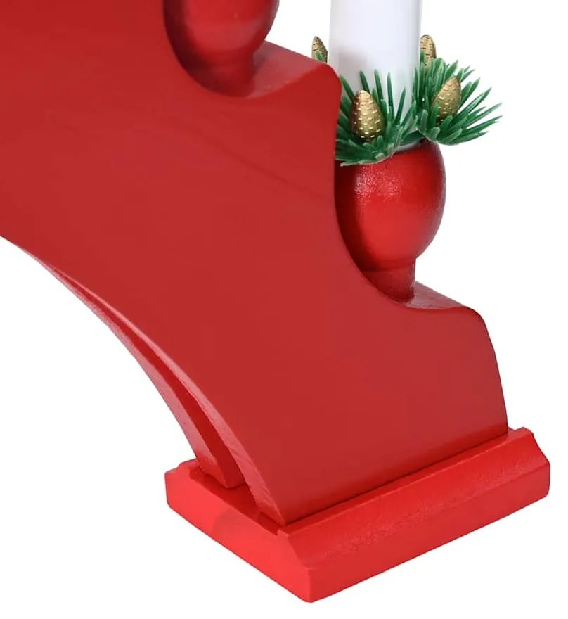 Karácsonyi gyertyatartó ív 10 LED gyertyával Piros