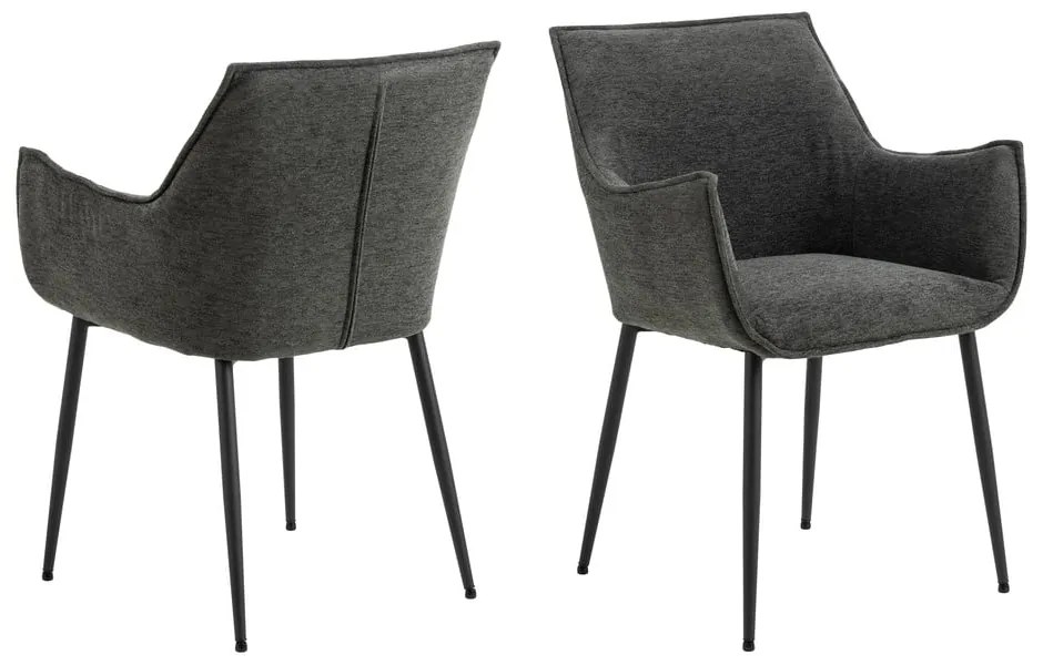 Sötétszürke kárpitozott étkezőfotel Bonita – Actona