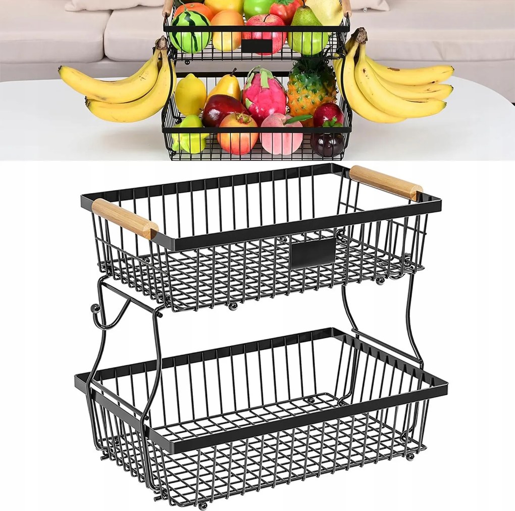 Konyhai Polc Tároló Állvány Szervező Leválasztható Fém Gyümölcsskosár