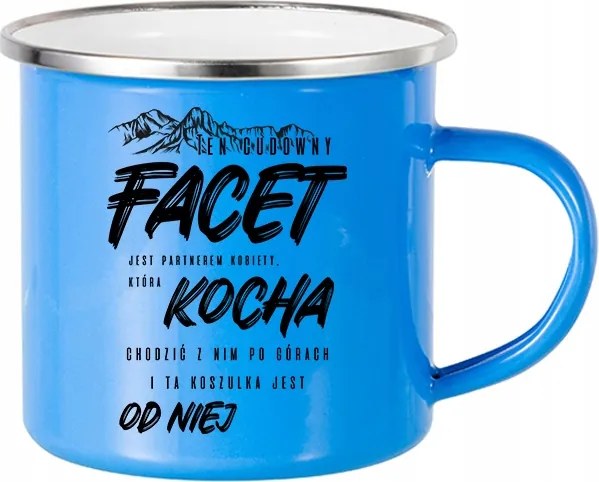 Acél Bögre Zománcozott Kék Srác Szereti A Hegyeket Ajándék tőle Minták