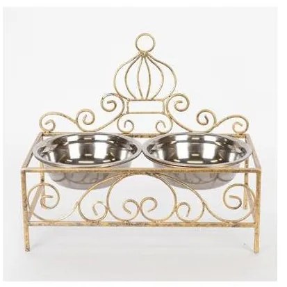 Állvány két rozsdamentes acél tállal