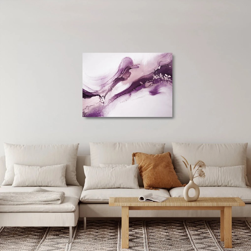 Üveg kép - Lila folyadék művészet (70x50 cm)