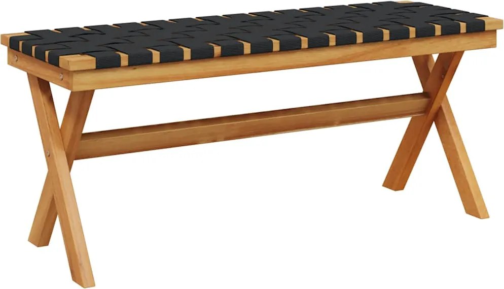 vidaXL fekete tömör akácfa és szövet kerti pad