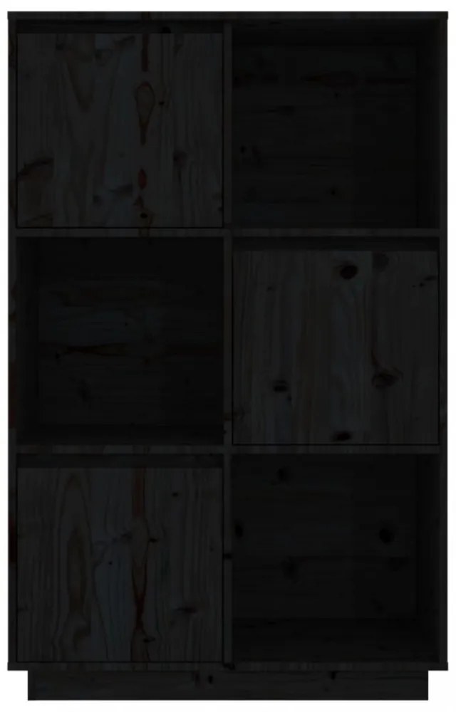 fekete tömör fenyőfa magasszekrény 74x35x117 cm