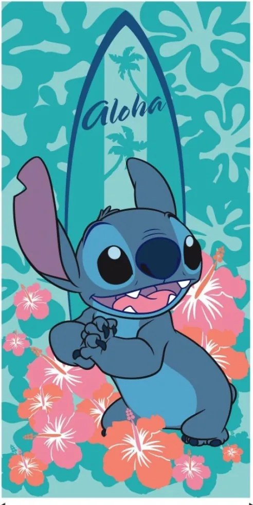 Disney Lilo és Stitch, A csillagkutya Aloha-Surfer fürdőlepedő, strand törölköző 70x140cm (Fast Dry)