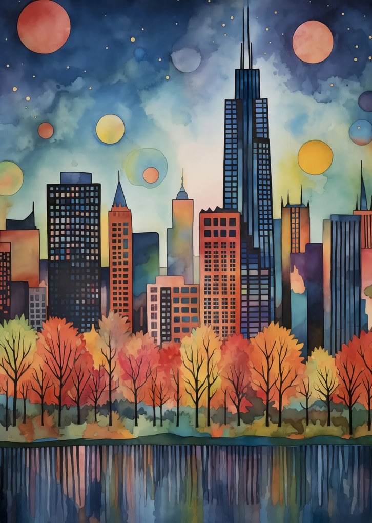 Poszter 64x90cm Panoráma a festői városról