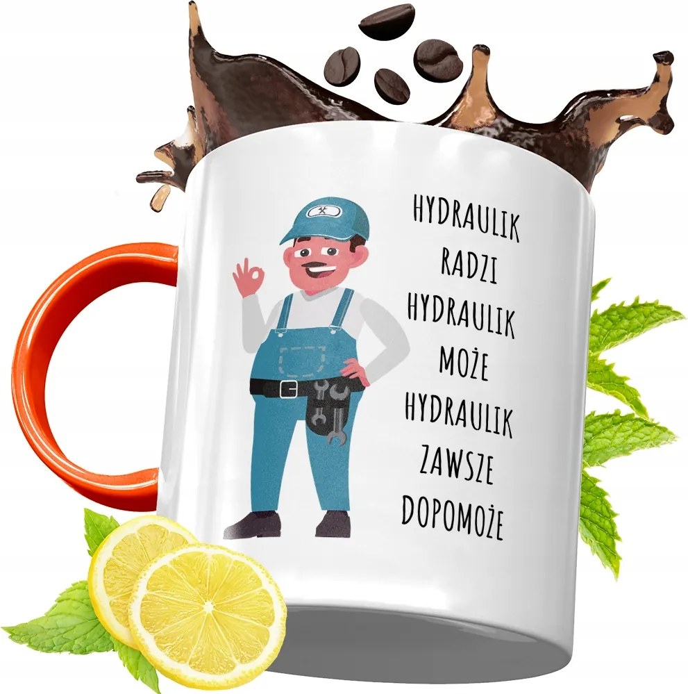 Narancssárga Bögre Vízvezeték Szerelőnek Ajándék fényképes nyomattal