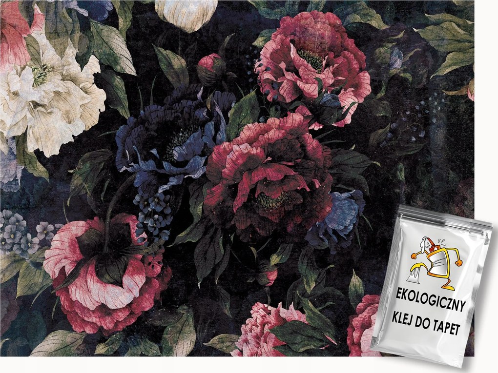 Fotótapéta Flizelina Természet Virágok Sötét bordó bazsarózsa 350x250 ragasztó