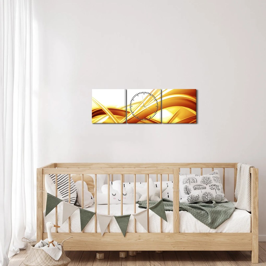 Kép - Sárga absztrakció (órával) (90x30 cm)