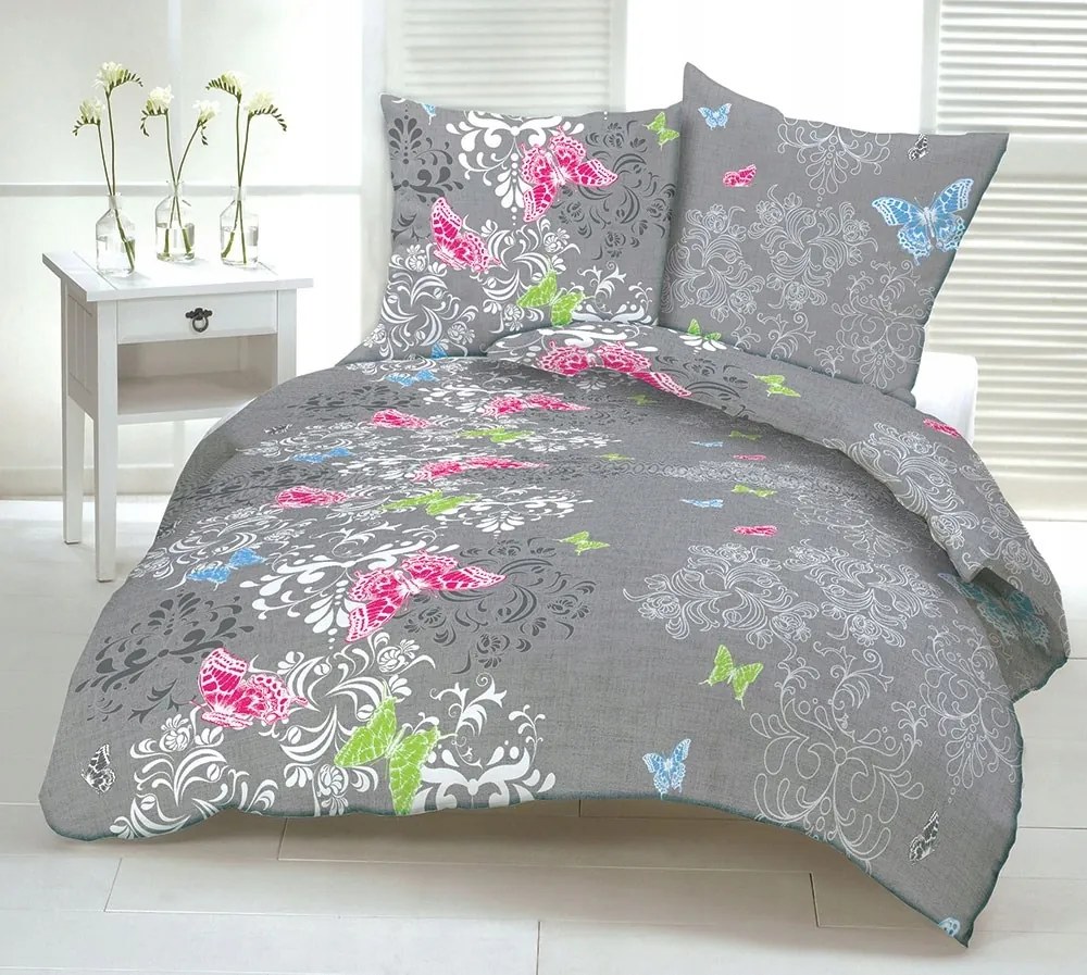 Fakéreg párnahuzat 40x40 732a szürke pillangók színes gomb dísz