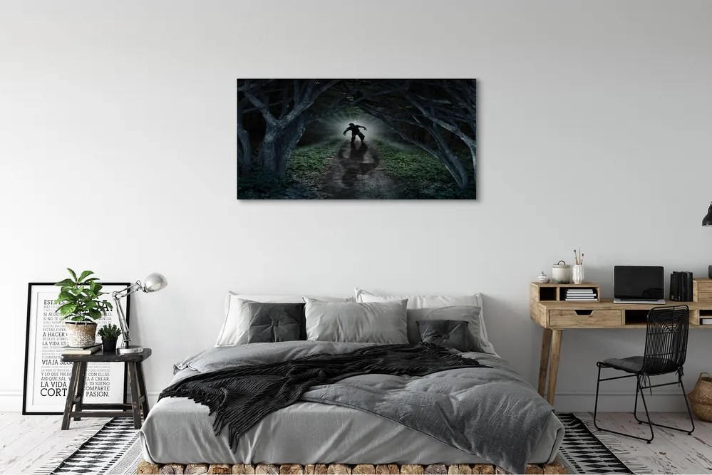Canvas képek Sötét erdő fa forma 125x50 cm