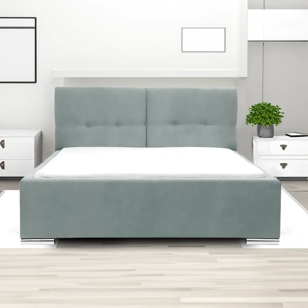 Kárpitozott ágy tárolóval és FOLLER matraccal 160x200 cm Menta