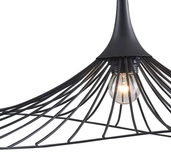 Csillár zsinóron ARIELLE 1xE27/20W/230V átm. 50 cm fekete