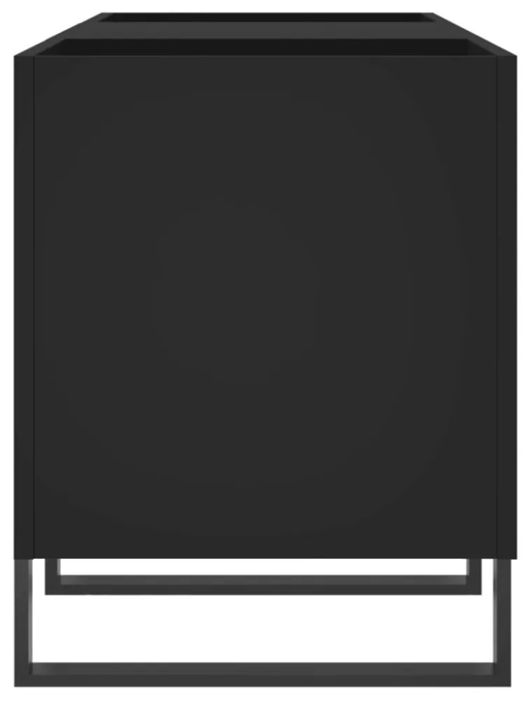 fekete szerelt fa hanglemezszekrény 121x38x48 cm