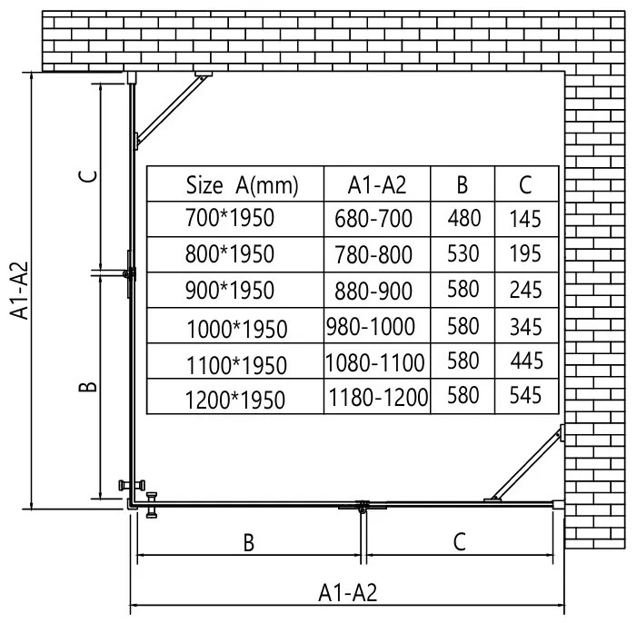 Erga Bern Dupla, zuhanykabin 2 szárnyas ajtókkal 80 (ajtó) x 110 (ajtó) x 195 cm, 6mm átlátszó üveg, fekete profil, ERG-V02-BERN-D080D110-CL-BK