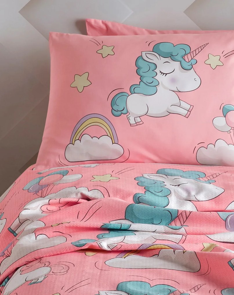 Unicornio ágytakaró, rózsaszín, 160×235 cm