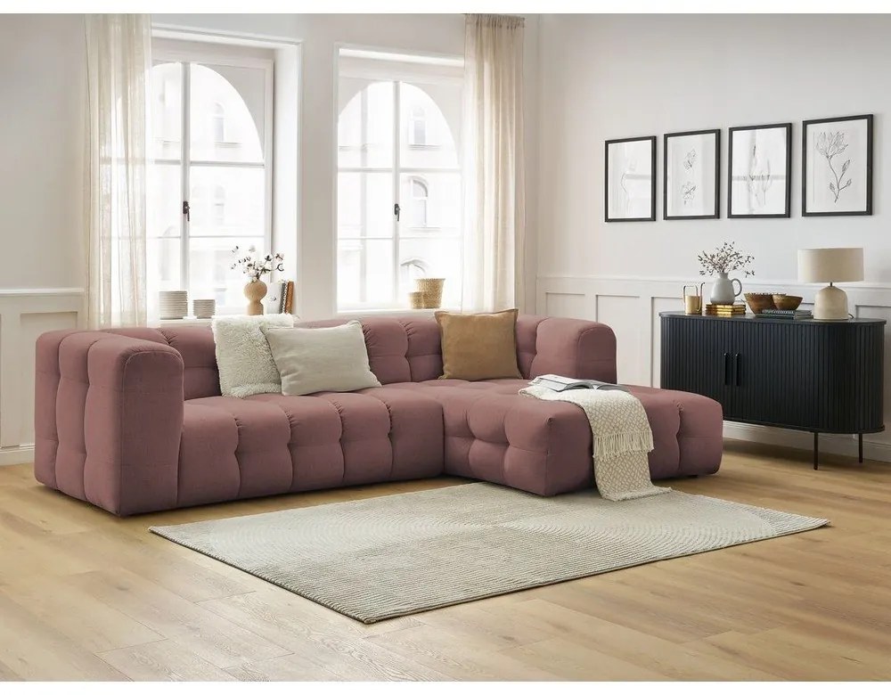 Világos rózsaszín sarokkanapé (jobb oldali) Cloud – Bobochic Paris