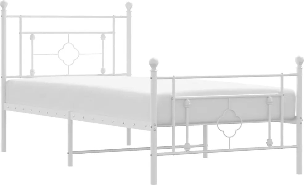 vidaXL fehér fém ágykeret fej- és lábtámlával 100x200 cm